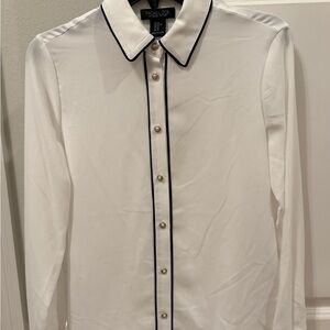 Rachel Zoe White Shirt with Black Trim